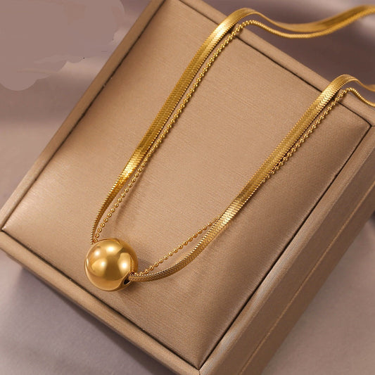 Graceful And Fashionable Double-layer Good Fortune Ball Necklace