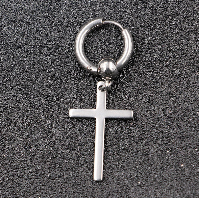 Titanium Steel Cross Earrings