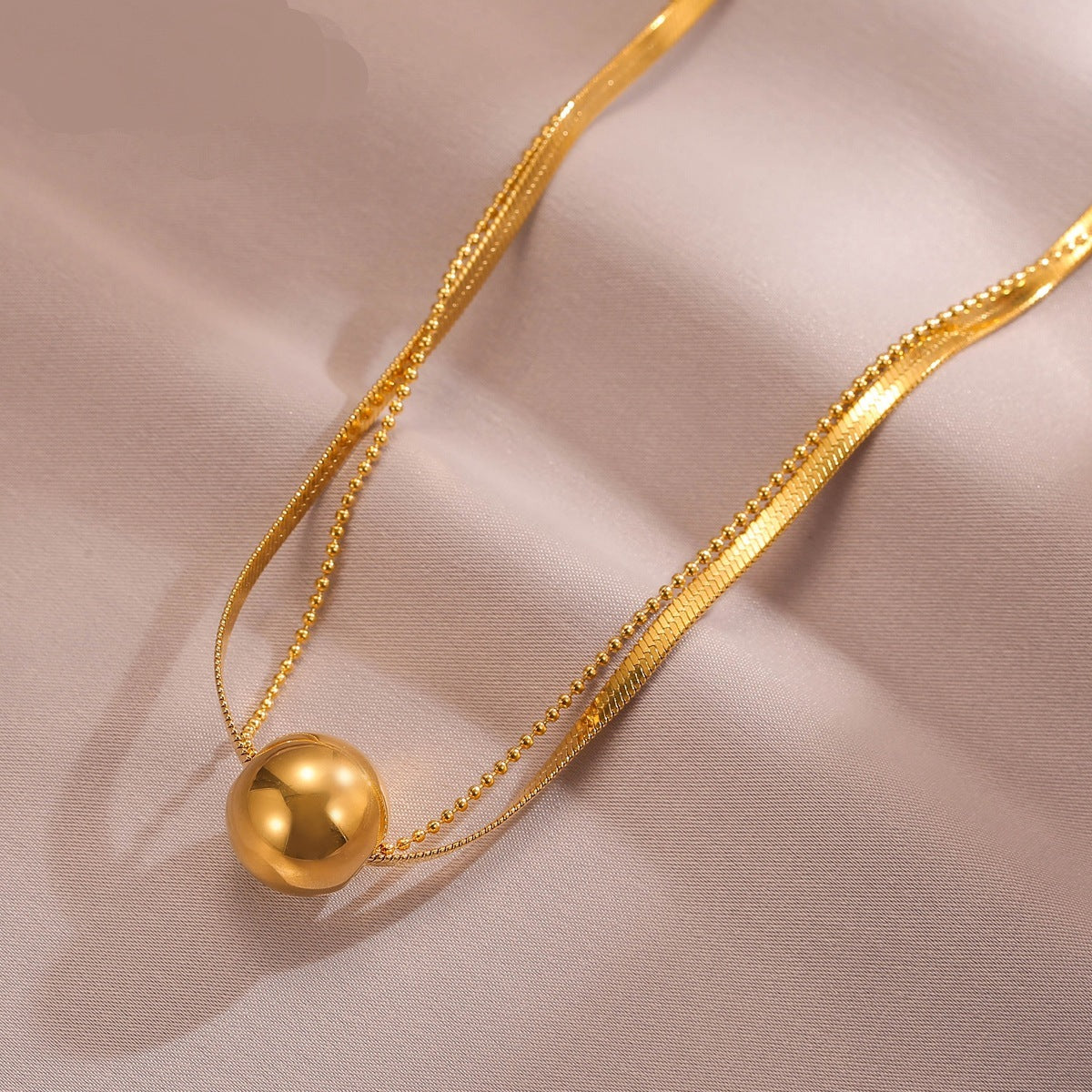 Graceful And Fashionable Double-layer Good Fortune Ball Necklace