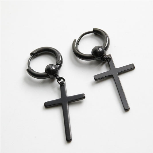 Titanium Steel Cross Earrings