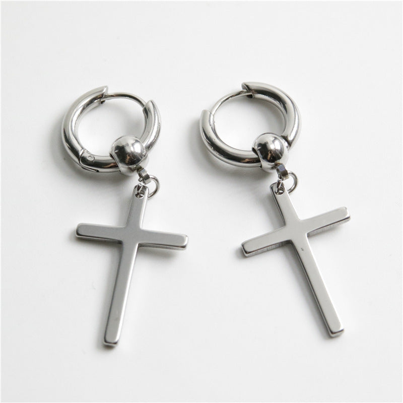 Titanium Steel Cross Earrings