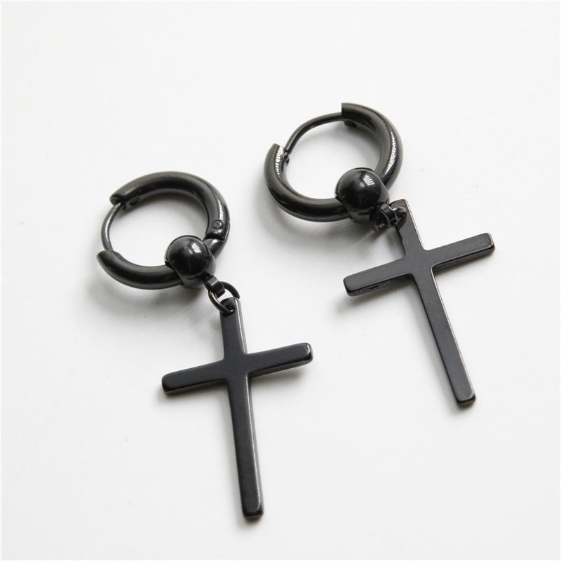 Titanium Steel Cross Earrings
