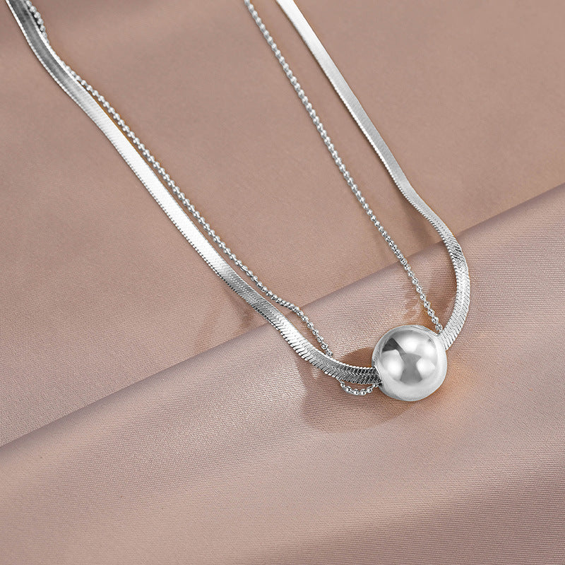 Graceful And Fashionable Double-layer Good Fortune Ball Necklace