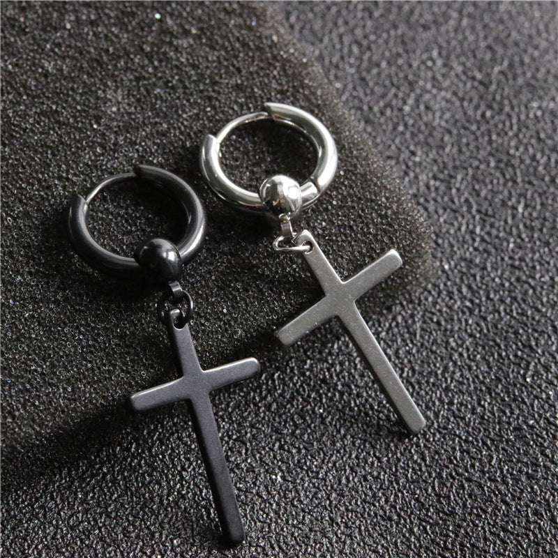 Titanium Steel Cross Earrings